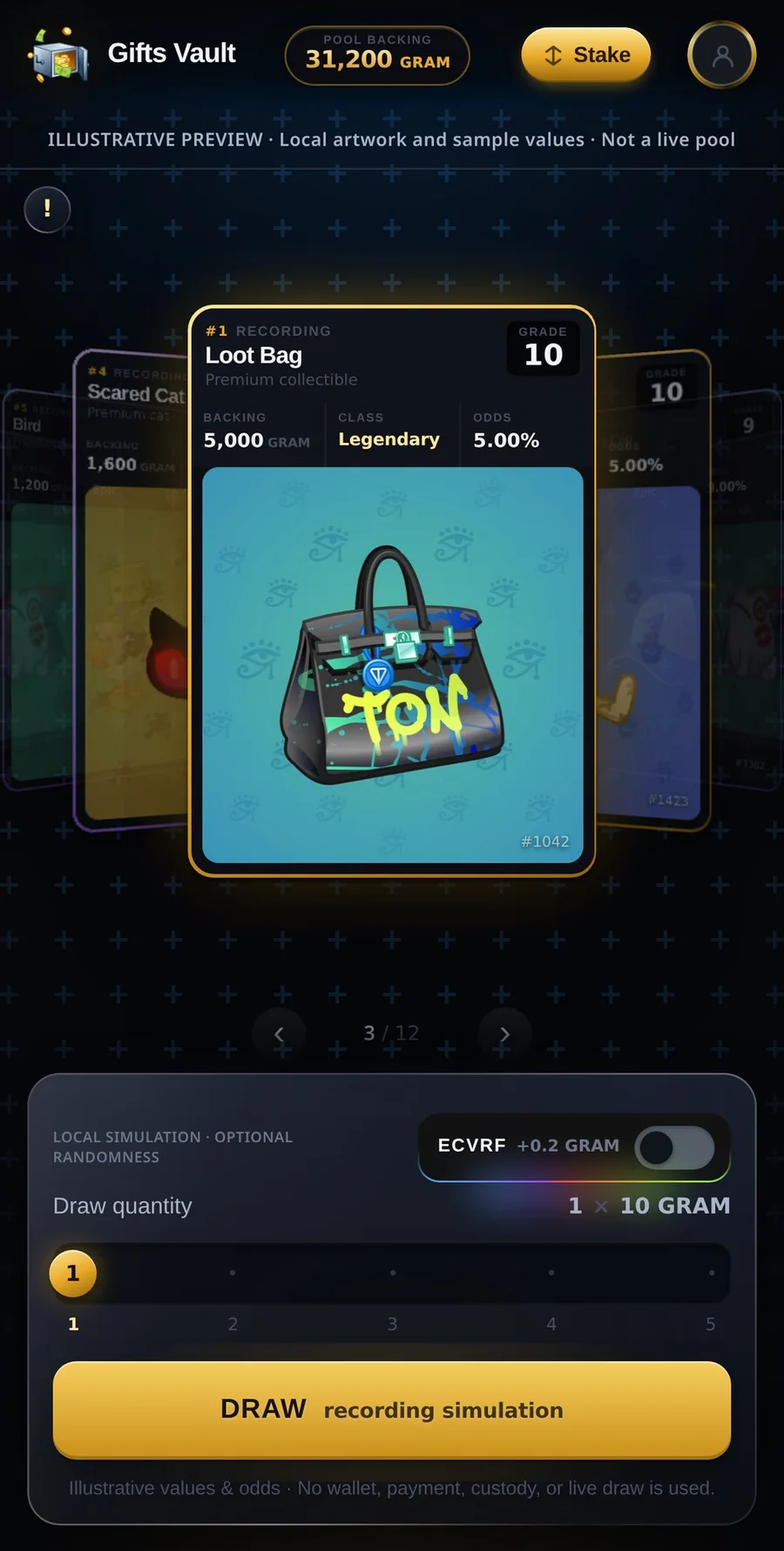 Gifts Vault pool showing a Loot Bag gift